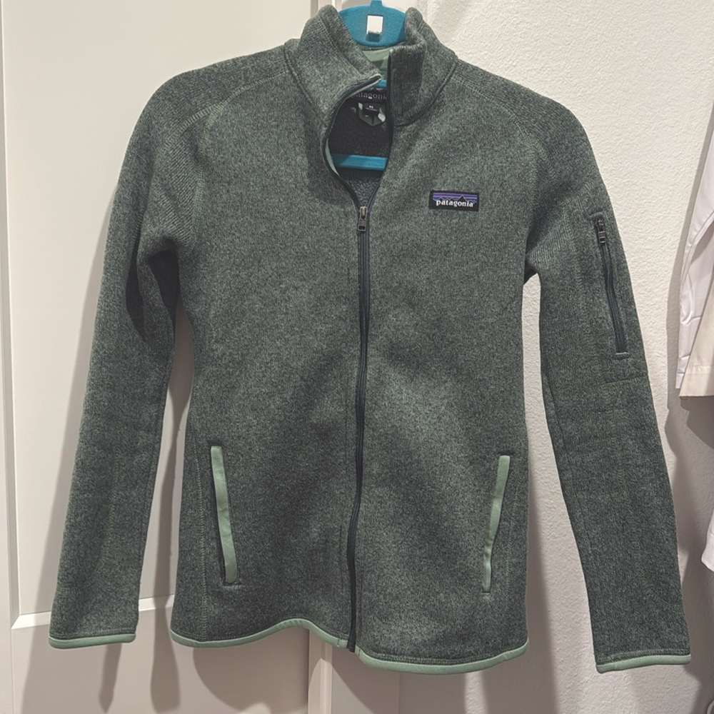 PATAGONIA Full Zip Better Sweater Heather Green Pockets Women's Size XS in VGUC